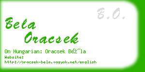 bela oracsek business card